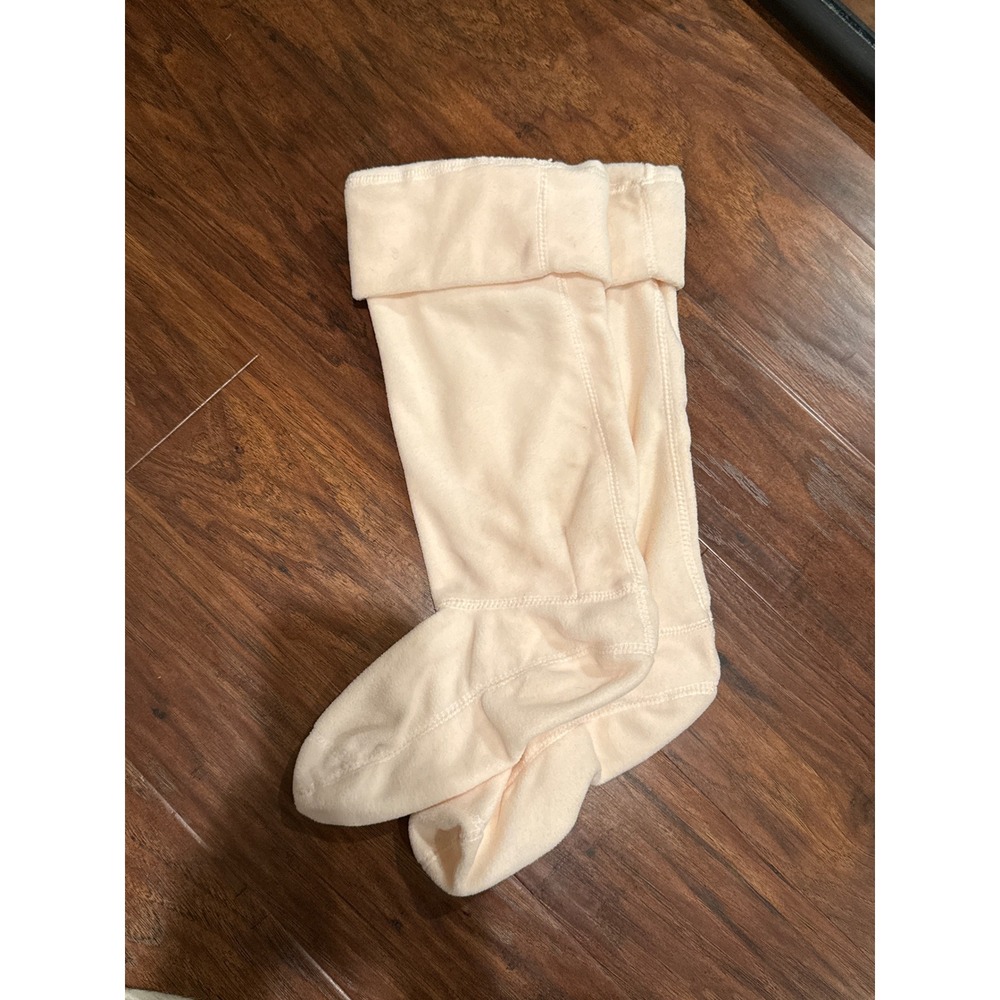 Hunter Boot Socks Tall Fleece Rain Boot Liners Cream Peach Logo Women Medium - Picture 2 of 2